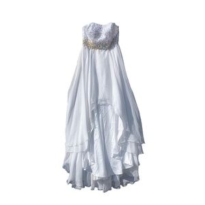 Coya Women's Medium White Greek Goddess Beaded Sequence Prom Wedding Dress